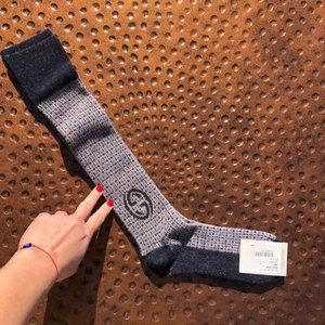 Gucci Soft Combed Wool Knee High Socks in Blue